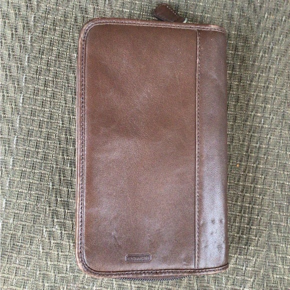 Coach Vintage Brown Leather Zip Palm Organizer Case Wallet